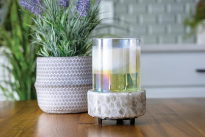 Candle Warmers ETC 2-in-1 Candle and Fragrance Warmer for Warming Scented Candles or Wax Melts and Tarts with to Freshen Room, Pewter Walnut