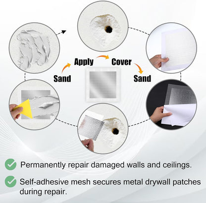 6 Pack Drywall Repair Patch, 10 X 10 Inch | Drywall Repair Kit Large Hole PatchRepair Heavy Duty Self-Adhesive Mesh Drywalls Patch Kit, Wall Patchs Sheetrock Repairs