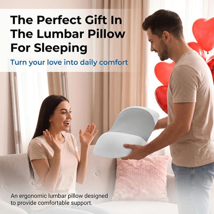 Lumbar Support Pillow for Sleeping,Premium Memory Foam Lower Back Pain Relief Bed Rest Support Pillows for Car Bed,Couch,Waist Support Care Cushion,Sleep Lumbar Pillow (Black Grey)