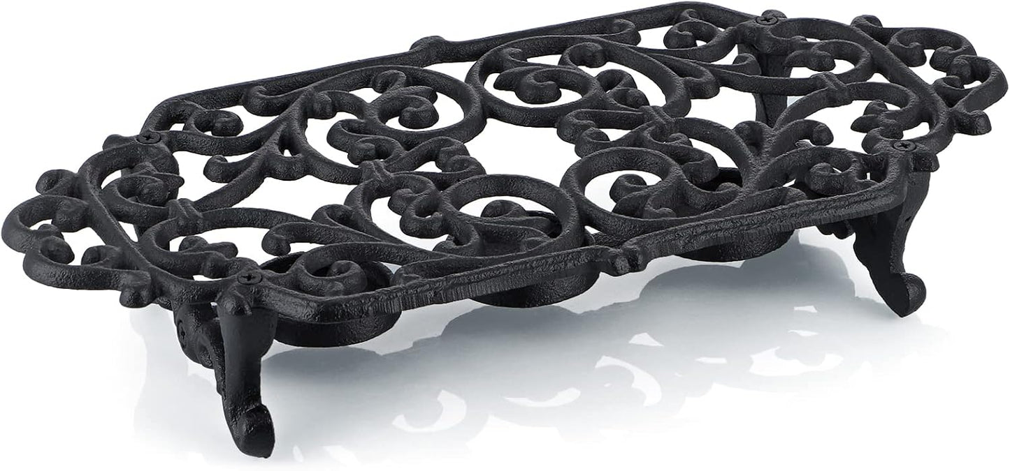 MOLIGOU Cast Iron Teapot Warmer, Teapot Warmer Stand with 3 Tealight Candle Holders, Teapot Heater Base