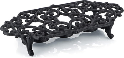 MOLIGOU Cast Iron Teapot Warmer, Teapot Warmer Stand with 3 Tealight Candle Holders, Teapot Heater Base