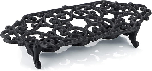 MOLIGOU Cast Iron Teapot Warmer, Teapot Warmer Stand with 3 Tealight Candle Holders, Teapot Heater Base