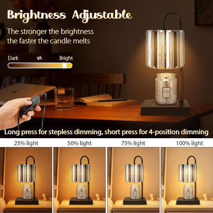 Candle Warmer Lamp with Timer, Electric Candle Warmer for Jar Candles, House Warming Gifts, Modern Home Decor Dimmable Wax Melting Lamp with Large Head, Black, Glass