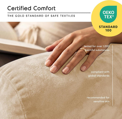 Nestl Reading Pillow with Shredded Memory Foam, Designed for Sitting Up in Bed and Couch, Back and Arms Adjustable Support for Adult & Teens Backrest Pillows for Reading, with Washable Cover Dark Grey