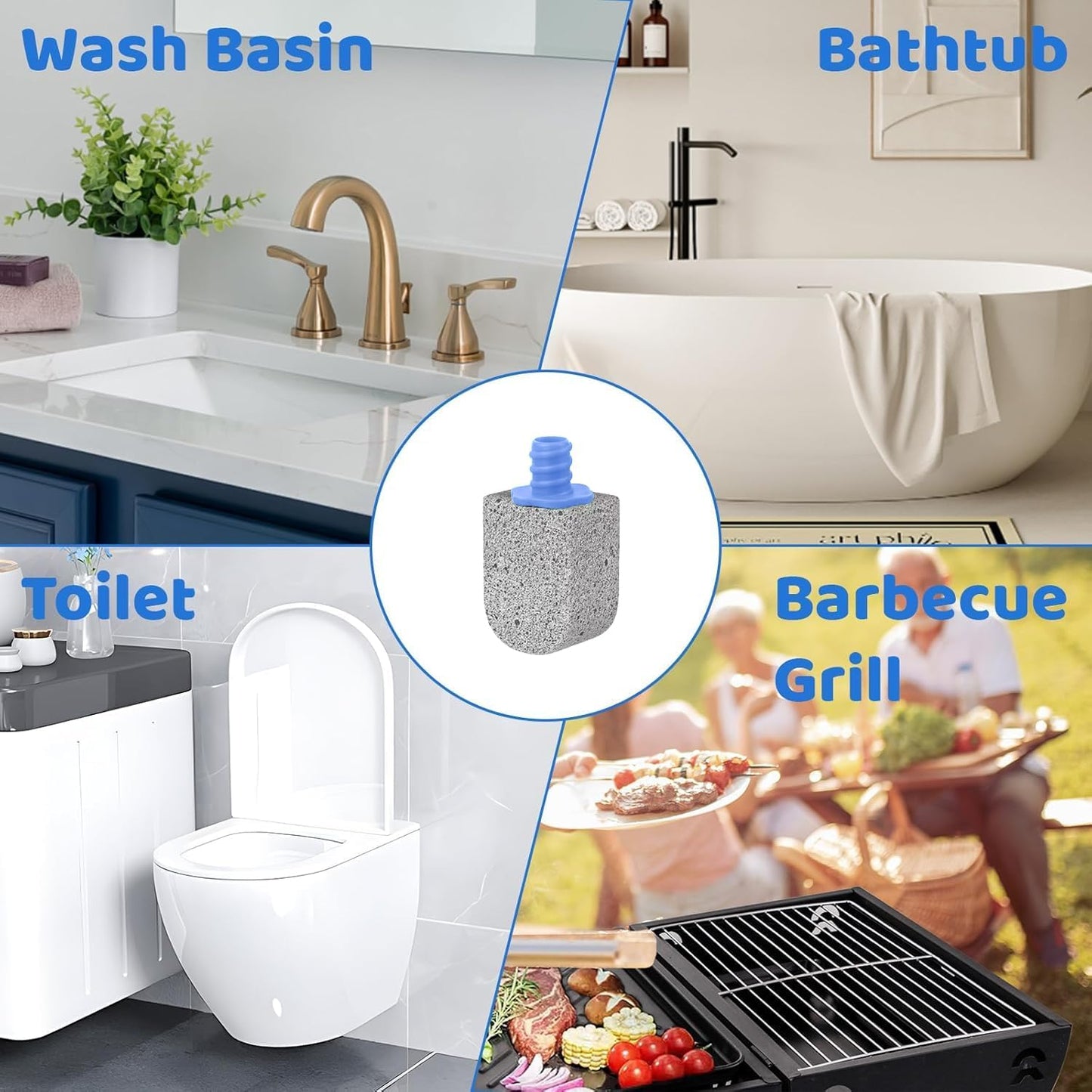 Pumice Stone Toilet Bowl Cleaner for Hard Water Ring & Stains | Removes hard water rings, calcium buildup & rust stains from toilet bowls without scratching porcelain.