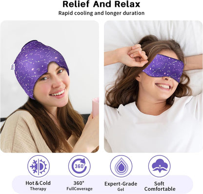 my novel things Migraine Relief Cap, Ice Headache Relief Mask Cold Cap Set