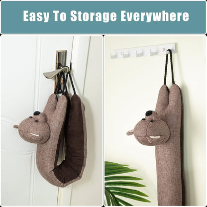 Under Door Draft Stopper Decorative Wind Stopper 36 inch for Door & Window, Weighted Animal Air Draft Stopper for Bottom of Door with Hanging Loops - Brown Dog