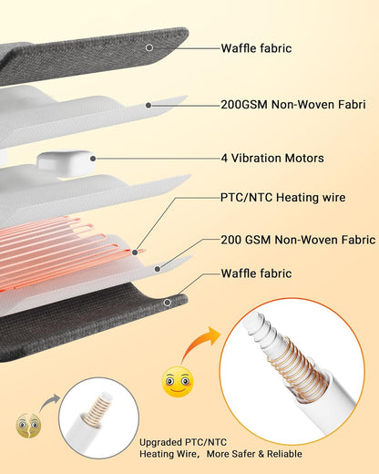 Wearable Vibrating Heating Pad for Neck, Shoulders & Back Pain Relief | 24" x 35" Full Back, 4 Massage Modes, 2 Heat Levels, Weighted Edge, Adjustable Straps, Auto Shut Off, Relaxation Gift