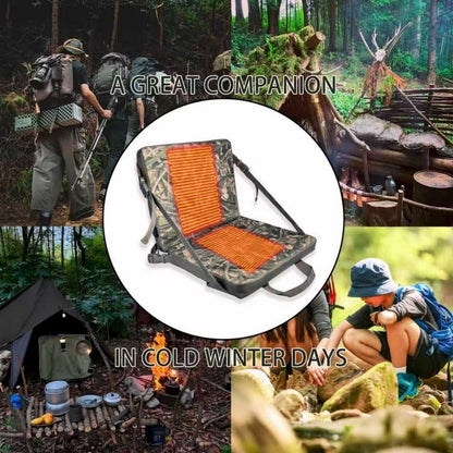 Hunting Seat Cushion with Backrest Adjustable Portable Heated Seat Pad Suitable for Hunting Ice Fishing Hiking and Camping (Batteries Not Included)