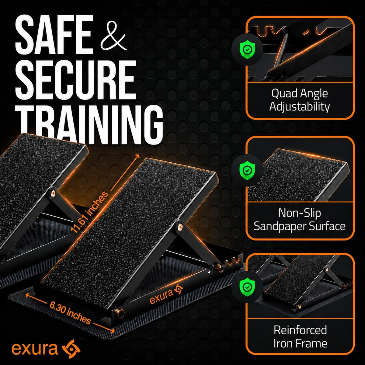EXURA Adjustable Wide Slant Board for Squats, Squat Wedge & Calf Stretcher