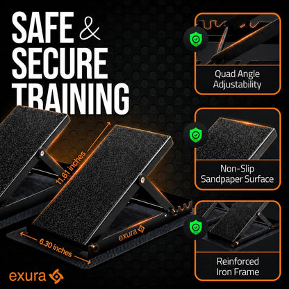 EXURA Adjustable Wide Slant Board for Squats, Squat Wedge & Calf Stretcher