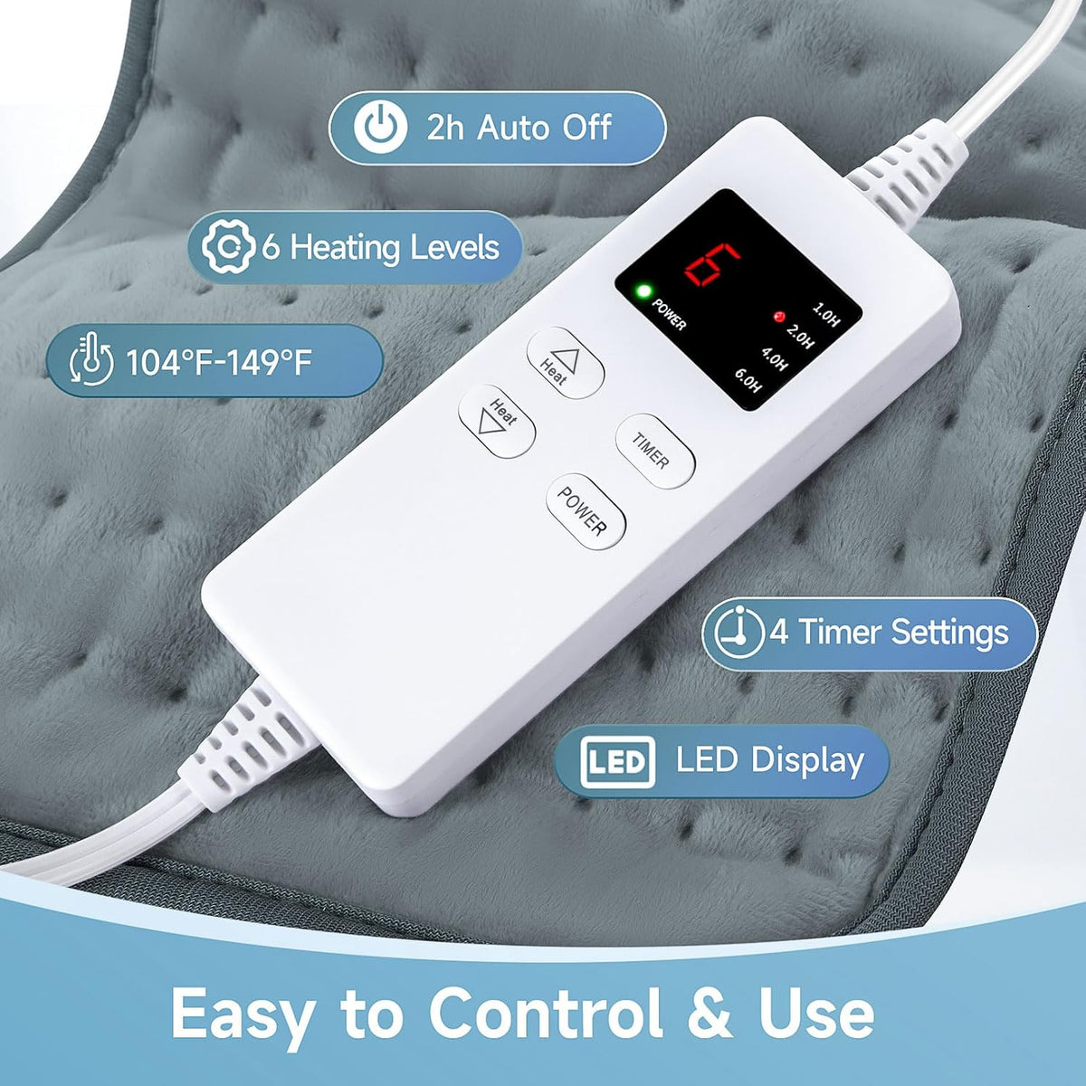 NBKLS Heating Pads for Back Neck Shoulder Pain, Electric Heating Pad Auto Shut Off, Fast Heat, Large Heating Pad Christmas Gift for Women Men, Birthday Gifts for Mom Dad (Blue)