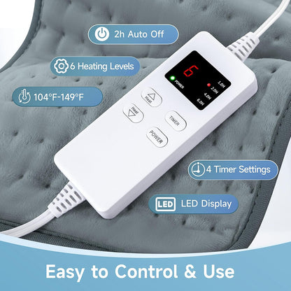 NBKLS Heating Pads for Back Neck Shoulder Pain, Electric Heating Pad Auto Shut Off, Fast Heat, Large Heating Pad Christmas Gift for Women Men, Birthday Gifts for Mom Dad (Blue)