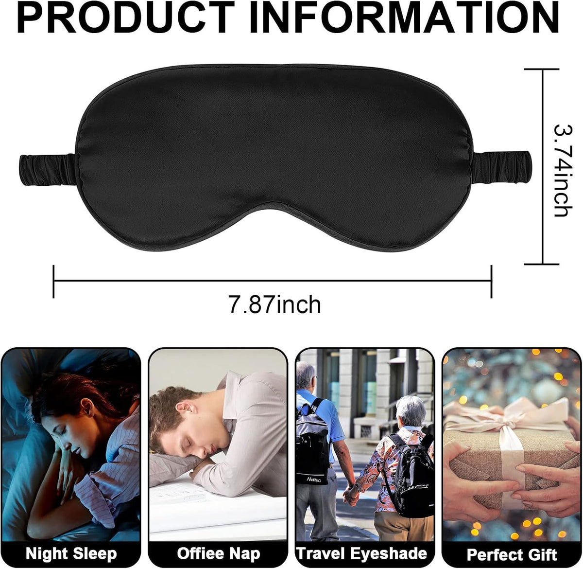 IEKEODI 2 Pack Silk Sleep Masks, Light Blocking Eye Masks, Black & Purple