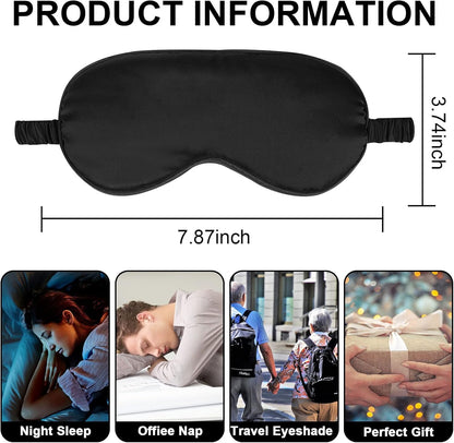 IEKEODI 2 Pack Silk Sleep Masks, Light Blocking Eye Masks, Black & Purple