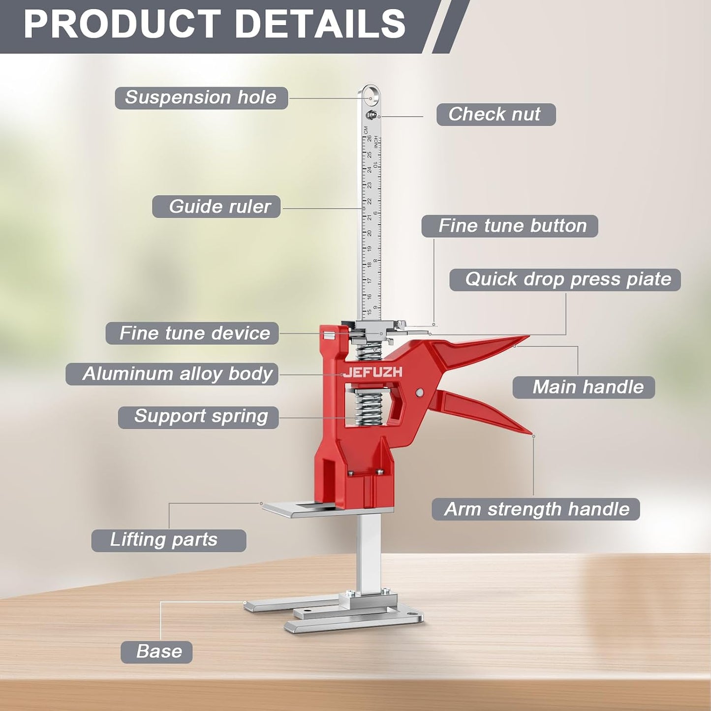 Labor Saving Arm Jack 2 Pack, Load-Bearing 440 lb Multi-Function Height Adjustment Lifting Device, Hand Furniture Lifter Tool, Furniture Jack for Lifting Door Furniture, Wall Tile Positioning