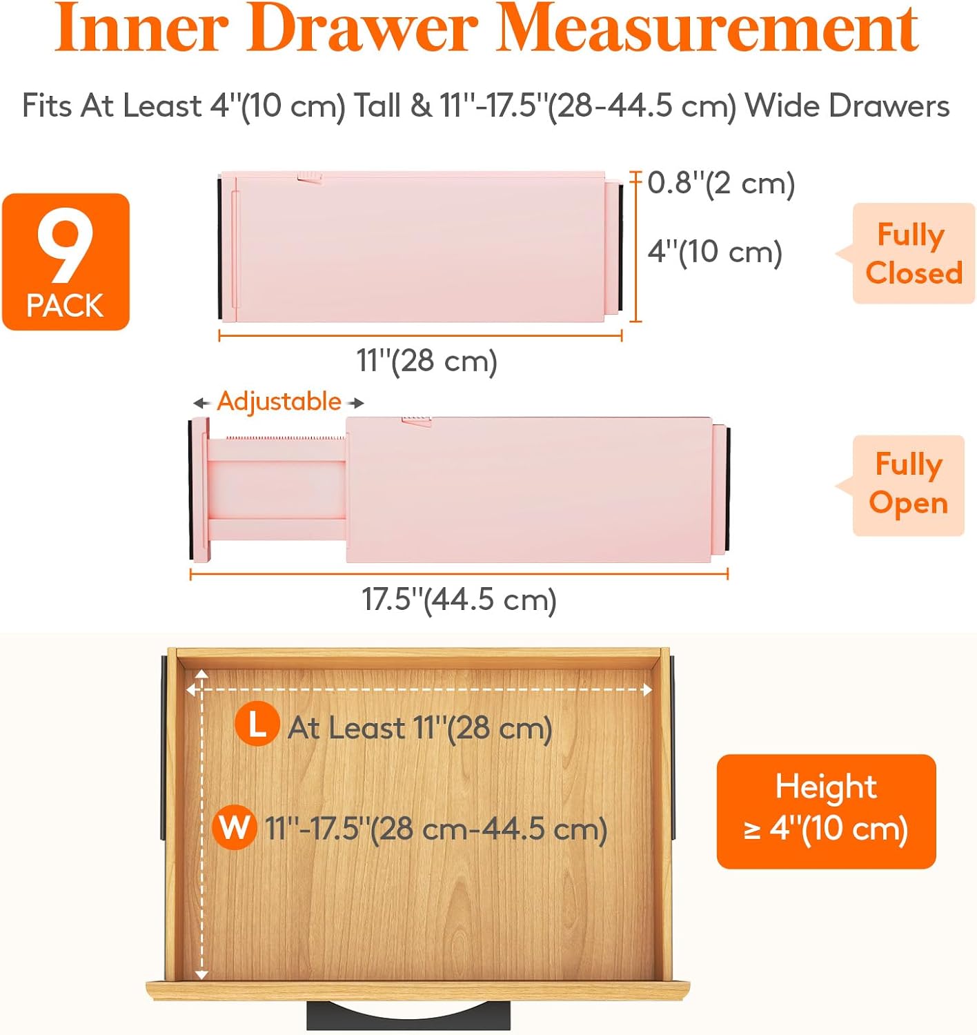 Lifewit 14 Pack Drawer Dividers for Clothes, 10.9-16" Adjustable Drawer Organizers, 4" High Plastic Expandable Drawer Separators in Bedroom/Office/Bathroom/Kitchen Storage, White | 14 Pack 11-17" Expandable White Plastic Drawer Separator for Dresser,