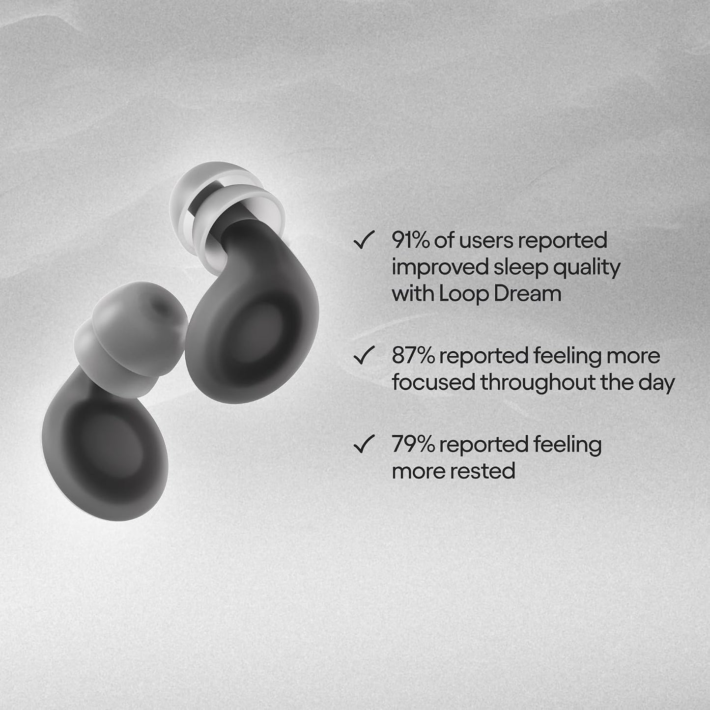 Loop Dream Ear Plugs - Soft Silicone Hearing Protection for Sleep & Snoring | Silicone & memory foam. 27dB SNR noise reduction. Customized fit. Muffles snoring for deeper, uninterrupted sleep