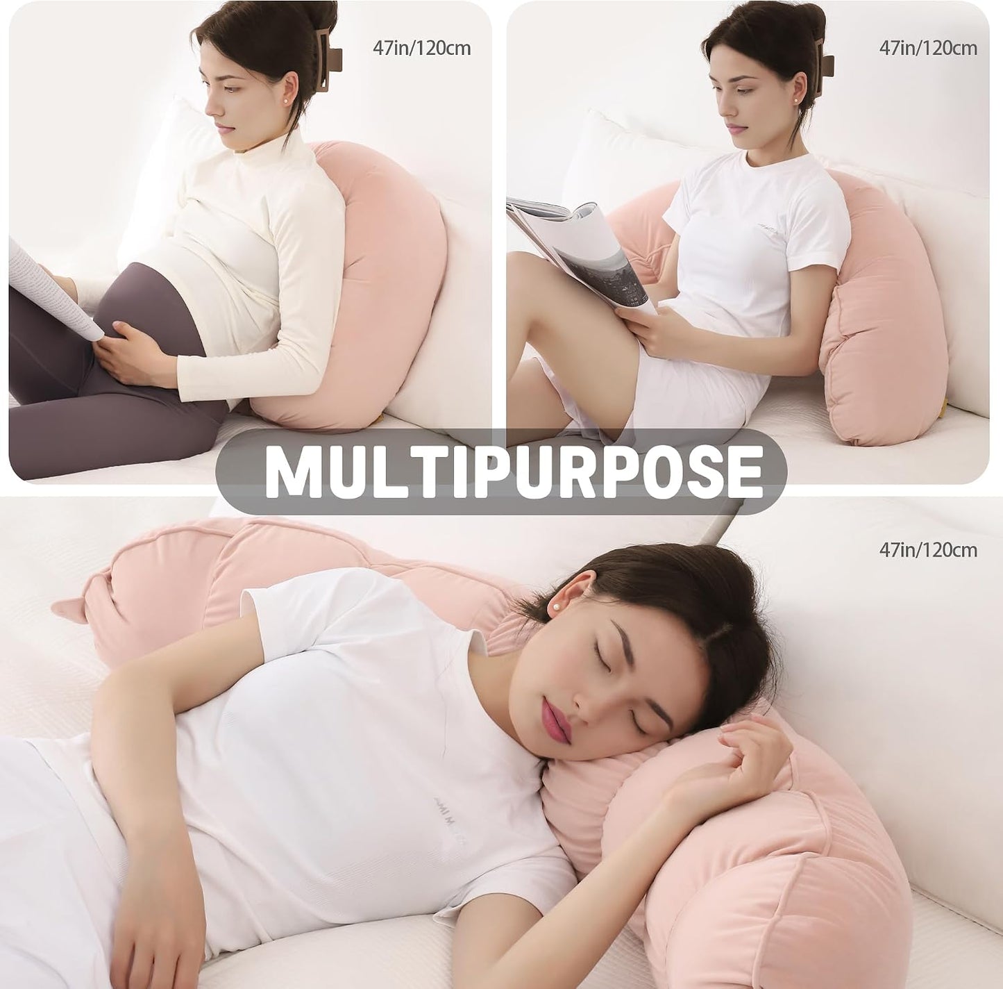 Peallow(Pat. Pend) – Long Round Body Pillow for Adults, Bolster Pillow for Sleeping, Soft and Supportive Pillow for Sleeping & Lumbar Support (Green-White, 29.5")
