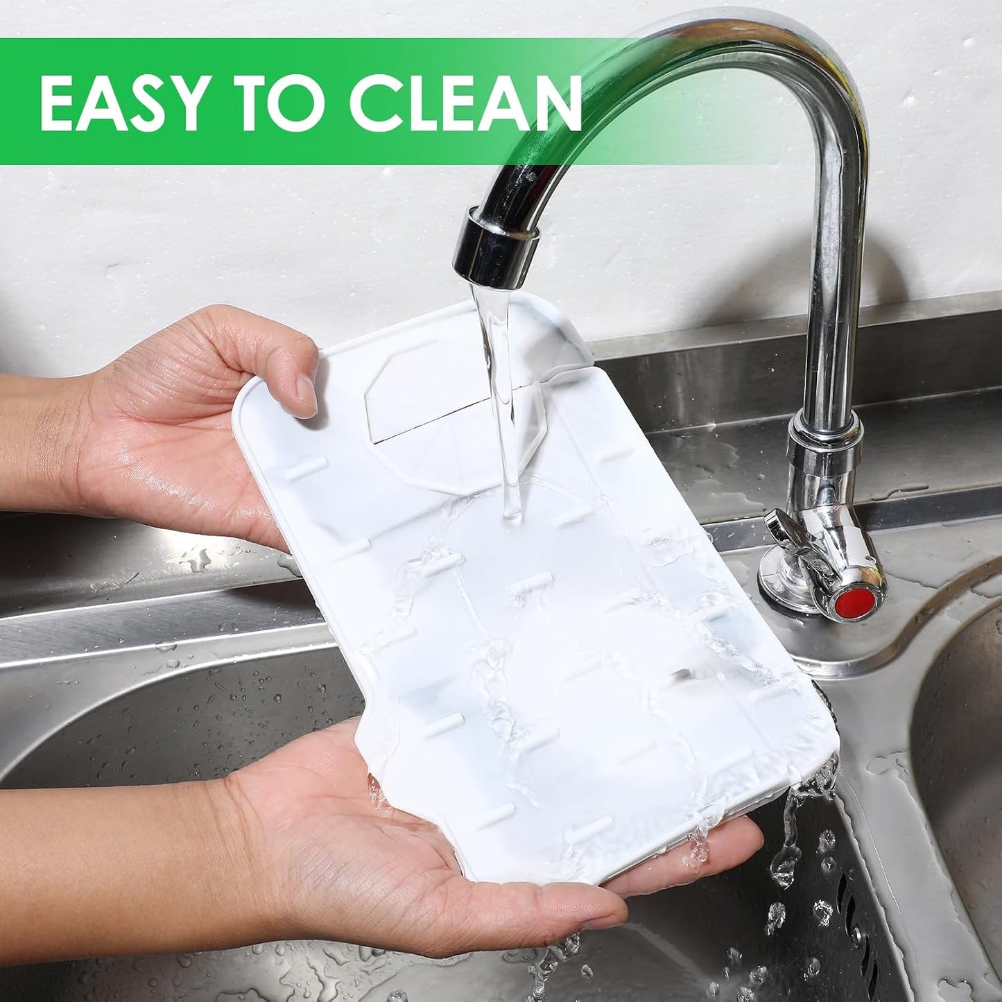 Dimeho Sink Faucet Splash Guard Mat Silicone Soap Dish Pad Faucet Handle Drip Catch Sponge Holder Sink Protector Trays for Bathroom Kitchen Countertop Gadgets Accessories