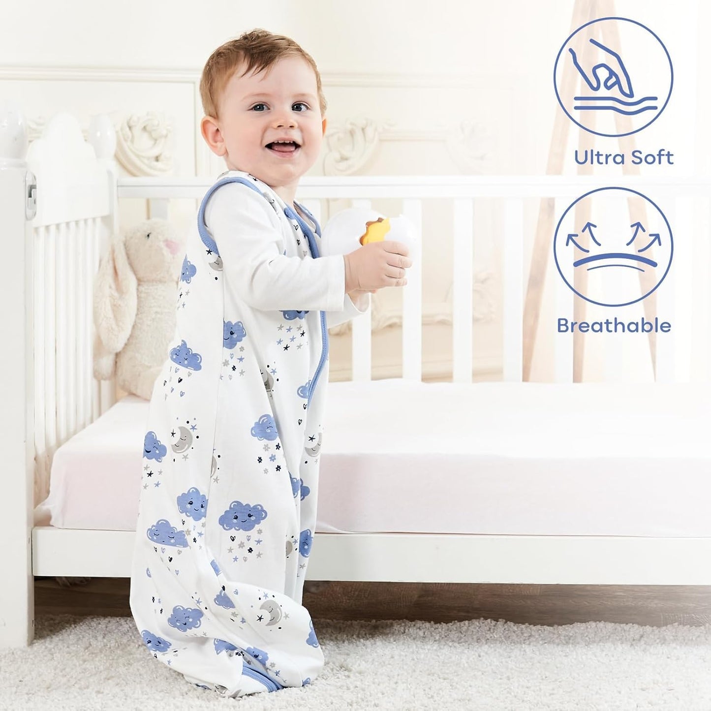 Yoofoss Baby Sleep Sack 0-6 Months Wearable Blanket for Babies 100% Organic Cotton 2-Way Zipper TOG 0.5 Toddler Sleeping Sack 3 Pack, Sleep Sacks