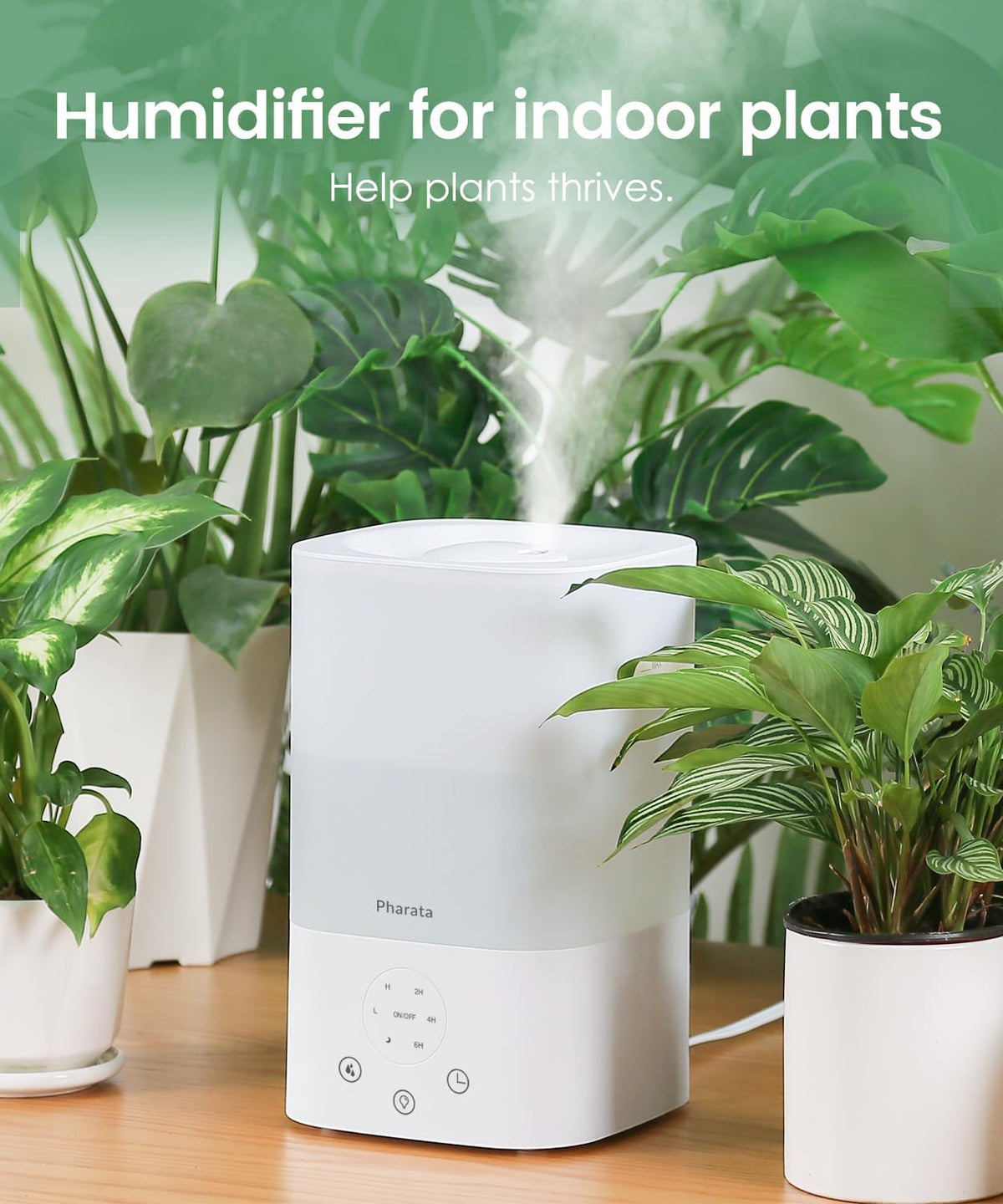 Pharata Humidifiers for Bedroom Large Room, 2.5L Cool Mist Humidifier with Essential Oil Diffuser, Top Fill Humidifier for Baby, Home, Plant, Ultrasonic Humidification for whole house, Auto Shut-Off