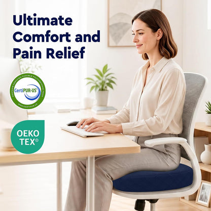 TushGuard Office/ Car Seat Cushion, Non-Slip Sciatica & Back Coccyx Tailbone Pain Relief Chair Pad, Memory Foam Butt Pillow for Computer Desk, Wheelchair, Driving (Black)