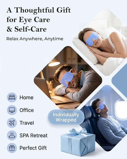 16 Pack Self-Heating Steam Eye Mask, Moist Warm Compress for Stye, FSA&HSA | Disposable Unscented Dry Eye Pads, Heated Eye Masks, Travel Essentials, Spa, Self-Care Eye Care Relaxation Gift