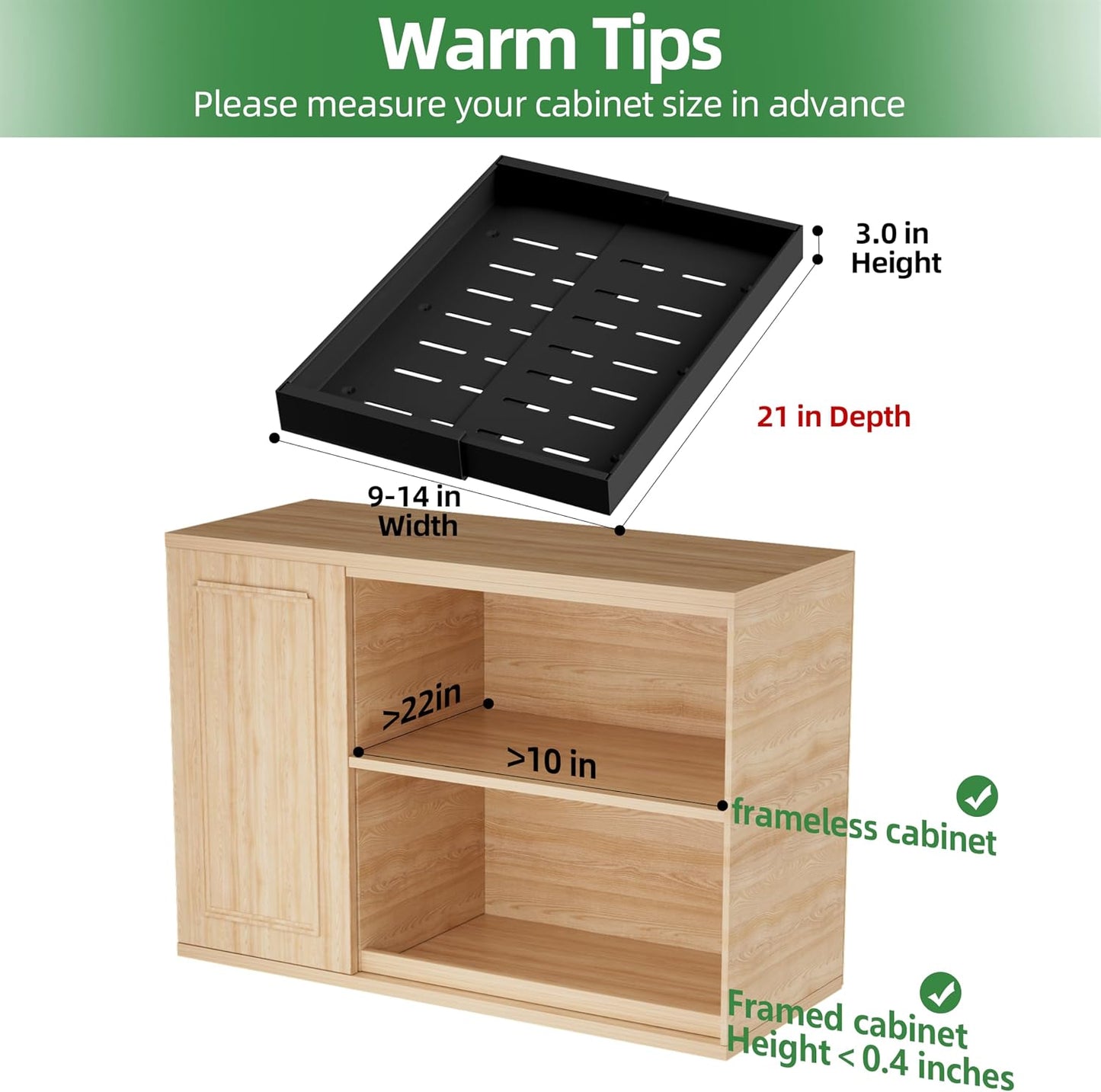 PAKETA 4 Pack Expandable Pull Out Cabinet Organizer,21" Deep | Pull Out Drawers for Cabinets with width from 12" to 20",Sliding Drawers for Cabinets with Upgrade 3 Slide Rails,hold 65 lbs