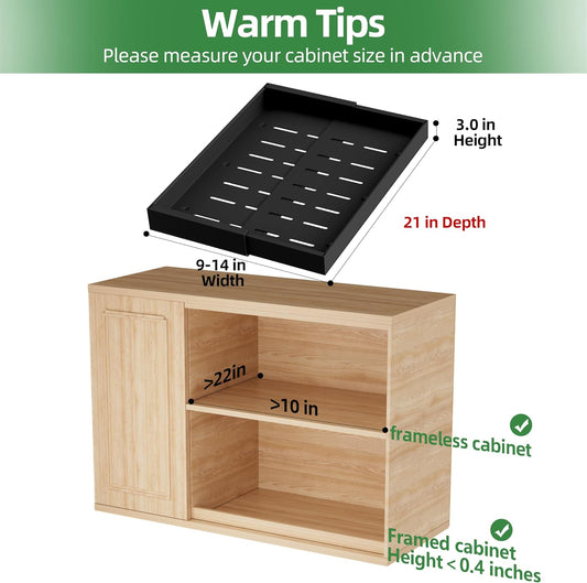 PAKETA 4 Pack Expandable Pull Out Cabinet Organizer,21" Deep | Pull Out Drawers for Cabinets with width from 12" to 20",Sliding Drawers for Cabinets with Upgrade 3 Slide Rails,hold 65 lbs
