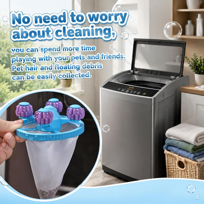 3-Pack Washing Machine Floating Hair Filter Mesh Bag, Reusable Lint Catcher, Pet Dog Cat Hair Remover for Laundry