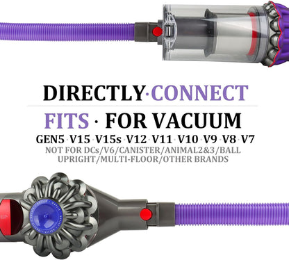 Fullclean Dryer Vent Lint Vacuum Attachments Hose for Dyson Gen5 V15 V15s V12 V11 V10 V9 V8 V7 Detect Absolute Cyclone Outsize Slim Nozzle Crevice Flexible Lint Removal Tool Dryer Vent Cleaner Kit