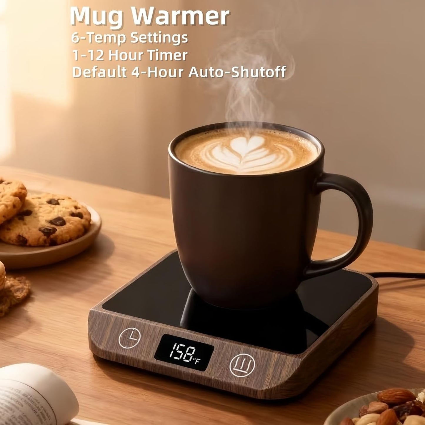 Coffee Mug Warmer & Candle Warmer 2-in-1, 46W Smart Cup Warmer for Desk | 6 Temperature Settings, 12-Hr Timer & 4-Hr Auto Shut-Off, Gift for Coffee Lovers, Home Office & Desk Warmer