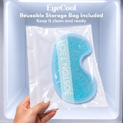 Boston Tech EyeCool Hot & Cold Gel Eye Mask, Reusable Cooling Eye Mask for Puffy-Looking & Tired Eyes, Flexible Gel Beads, Adjustable Strap, (Blue)