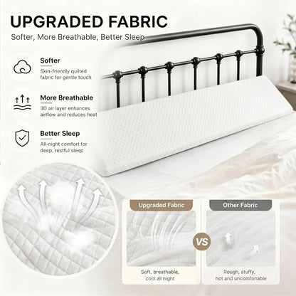 Twin Bed Wedge Pillow for Headboard Gap/Bed Gap Filler Black | Long Triangle Corner Pillows with Pockets,Dense Foam,Pillow Prevents Stuff Drops, Between Twin Mattress and Frames Home Decor