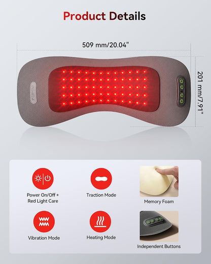 FliKEZE 4-in-1 Lumbar Massager with Red Light 660/850nm Cordless 5000mAh