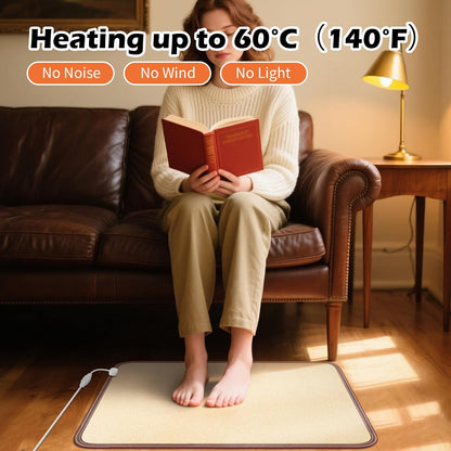 Heated Floor Mat, Foot Warmer Under Desk, Feet Heating Pad with 10 Heat Settings and Timer, Fast Heating for Office, Home, Study Play Room 120V 60W 18.5x14.2 inch SZ