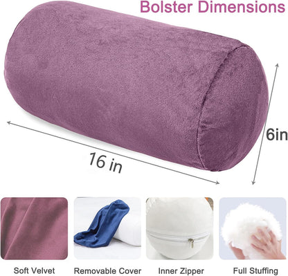 1 MIDDLE ONE Round Cylinder Bolster Pillow with Removable Cooling Cover, Tube Roll Cervical Pillow for Head, Neck, Back and Legs Support, 13"x 6", Grey