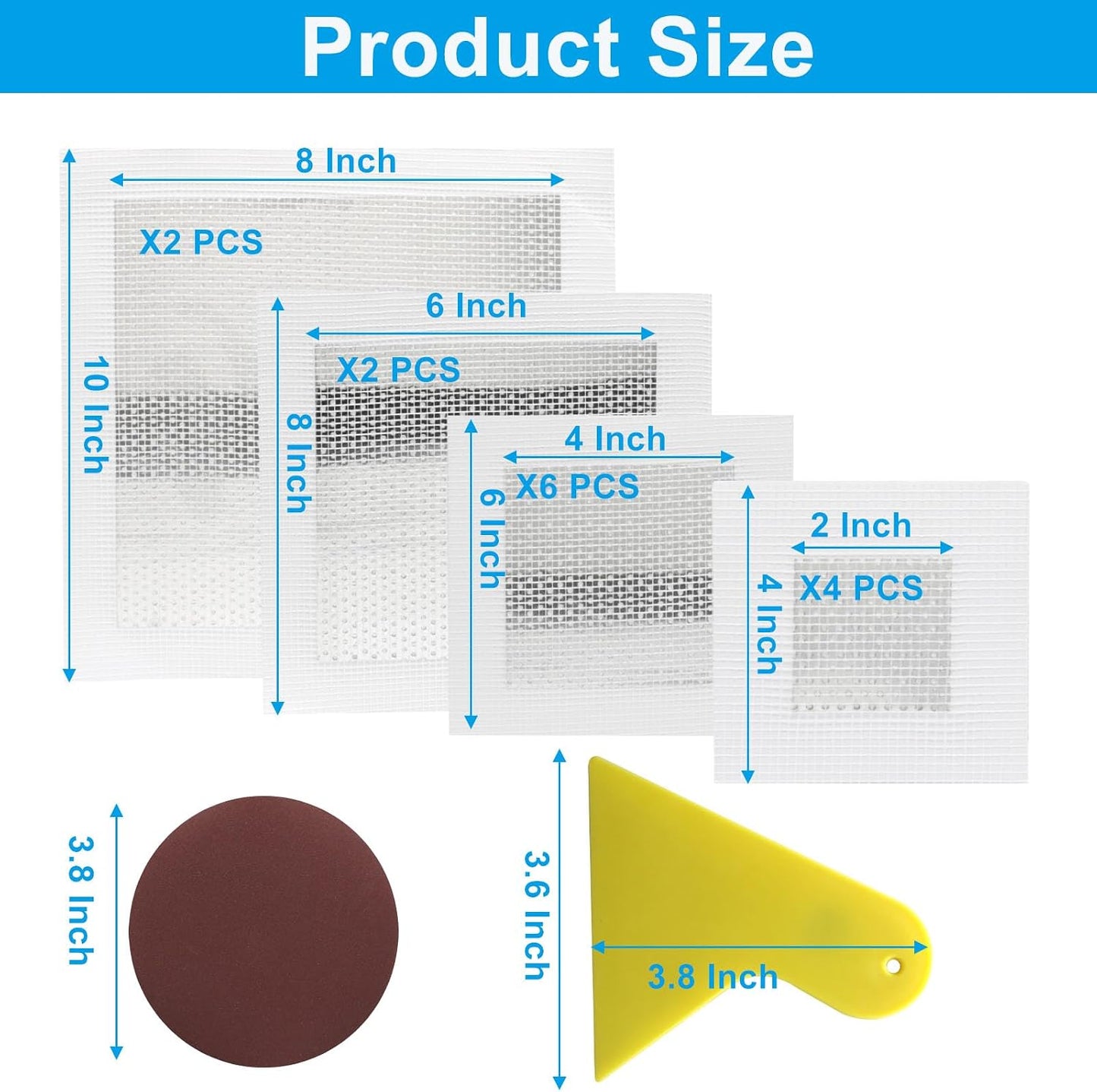Zorfeter 14 Pack Wall Patch Kit, Multiple Sizes 2/4/6/8 Inch | Aluminum Drywall Repair Patch, Quick & Easy Dry Wall Hole Repair, For Damaged Walls and Ceilings/Homeowners