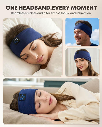 Sleep Headphones Bluetooth 5.4 Headband, Wireless Sleep Headphones with Ultra-Thin HD Stereo Speakers for Side Sleepers, Sweatproof Sports Headband for Workout Yoga Running Cool Gadget Unique Gifts