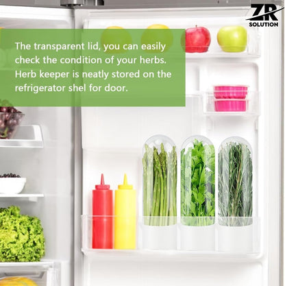 Fresh Herb Keeper, Acrylic Storage Container for Refrigerator, Storage for Herbs Airflow Optimized Lid - Triples Herb Life Vegetables for Fridge Fresh Herb Keeper Crisp Greenery (4)