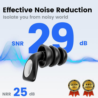 Ear Plugs Noise Reduction SNR 29dB, Silicone Hearing Protection Earbuds with 5 Sizes Eartips and a Portable Case, Reusable Noise-Canceling Earplugs for Sleep, Concerts, Work, Study, and Travel