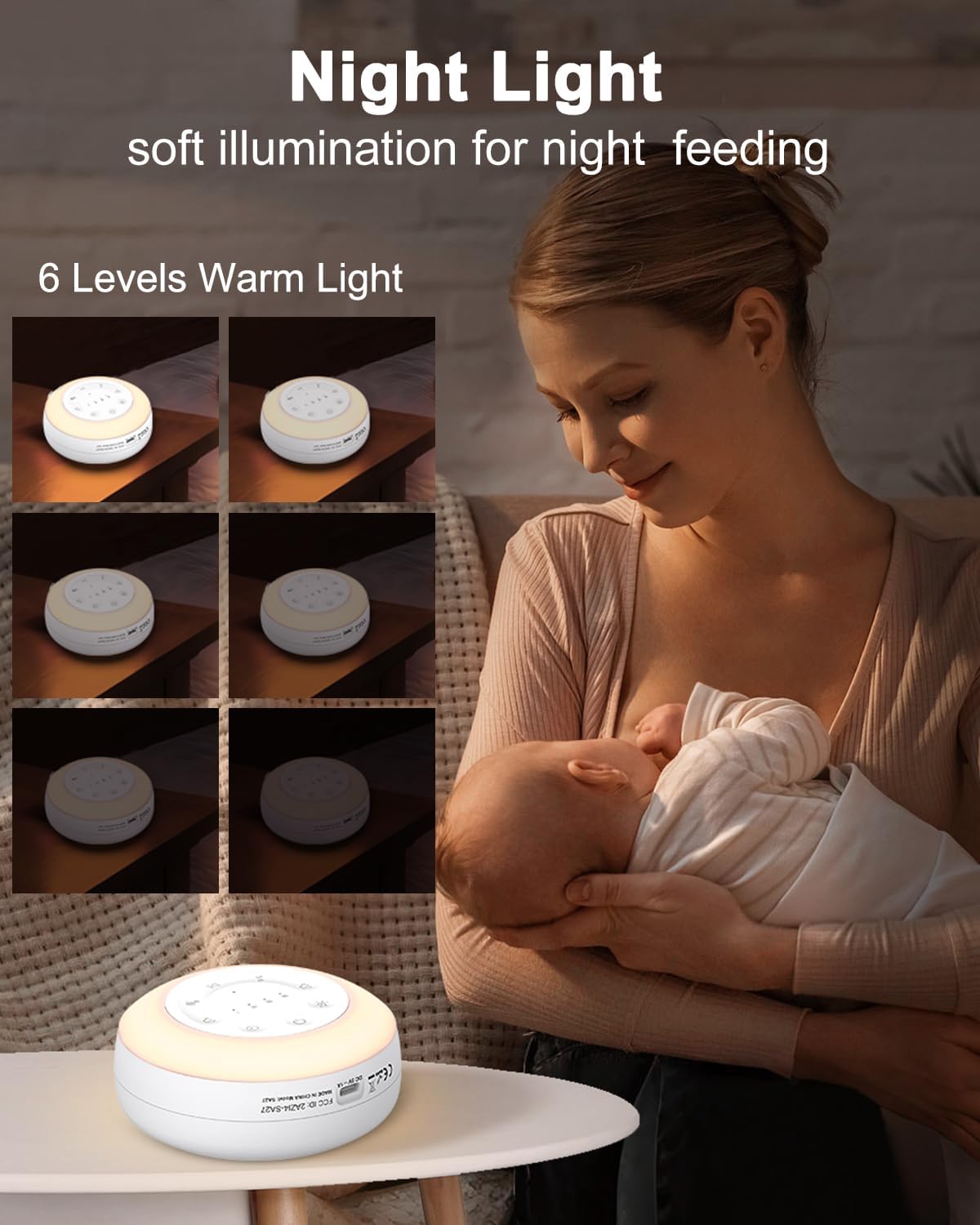 White Noise Machine, Portable Sound Machine for Sleep, 24 Soothing Sound, Volume Control, 3 Timing, Adjustable Night Light, Sound Therapy for Home, Travel, Registry Present
