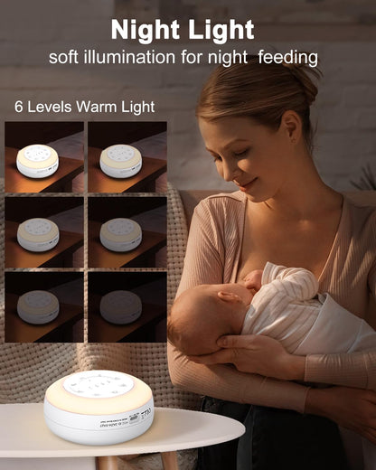White Noise Machine, Portable Sound Machine for Sleep, 24 Soothing Sound, Volume Control, 3 Timing, Adjustable Night Light, Sound Therapy for Home, Travel, Registry Present