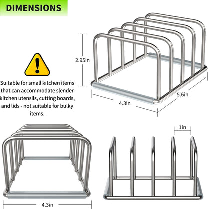Cutting Board Holder Stand, Chopping Board Organizer Rack with 304 Stainless Steel, Cookie Sheet Storage Organizer, 1.0 & 1.2 Inch Wide Slots (1 Pack)