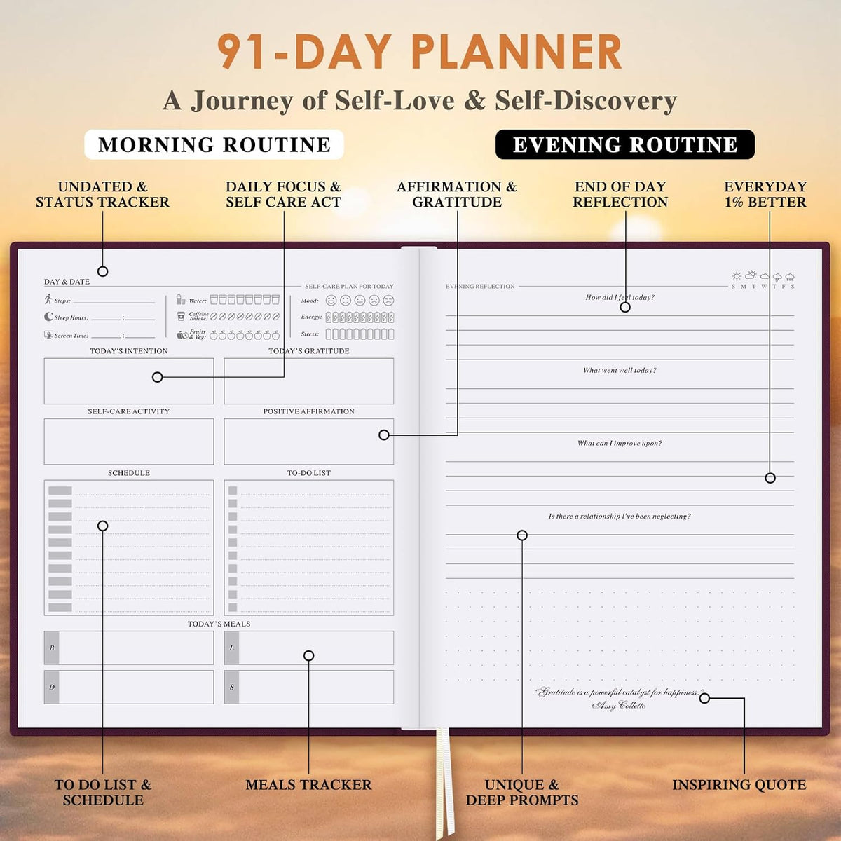 Lanpn Self Care Journal for Women, Self Love Guided Journals with Prompts, Daily Reflection Wellness & Gratitude Planner, 5 Minute Mental Health Notebook, Mindfulness Mood Log, 240 Pages, Beige