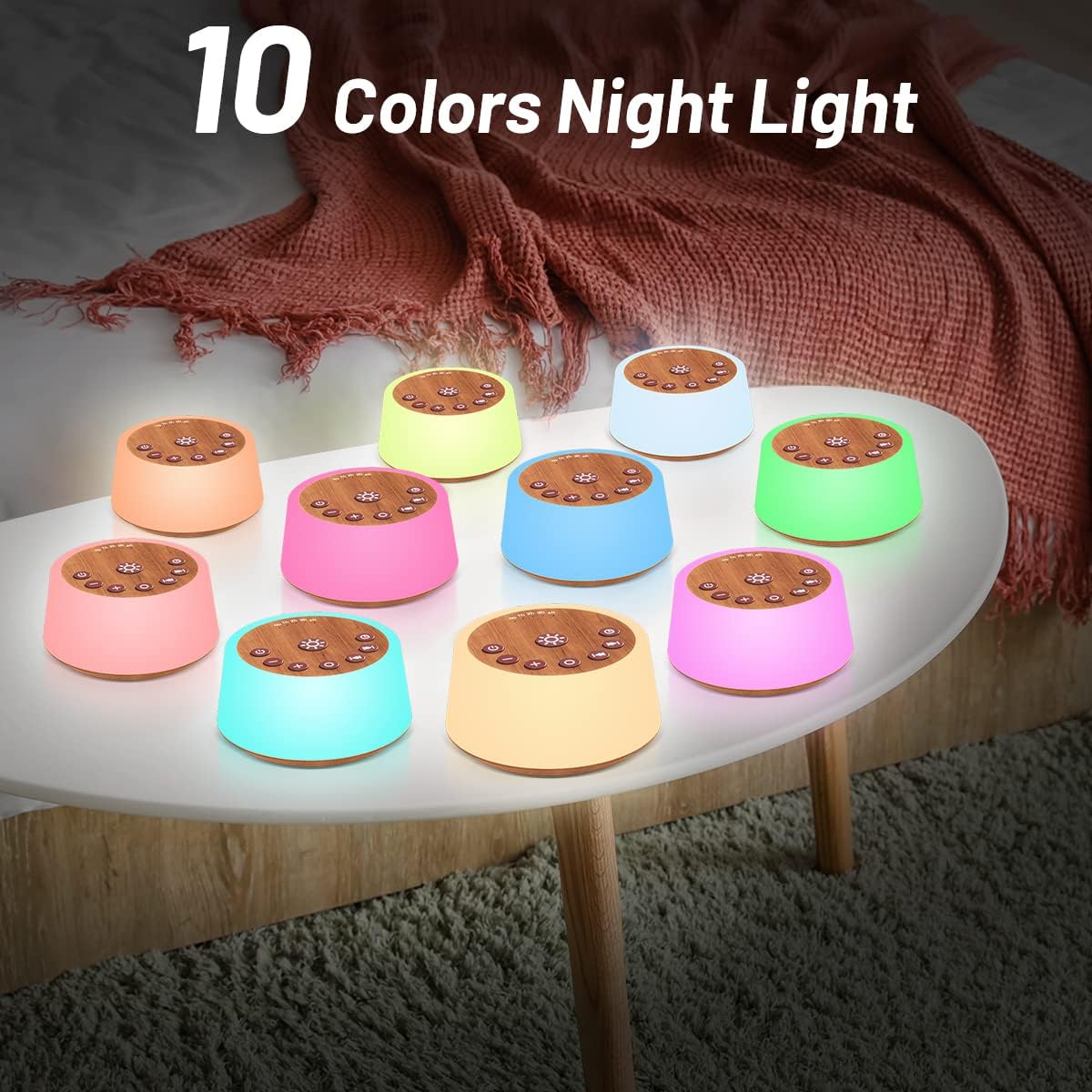 Color Noise Sound Machines with 10 Colors Night Light 25 Soothing Sounds and Sleep White Noise Machine 32 Volume Levels 5 Timers Adjustable Brightness Memory Function for Adults Kids Baby