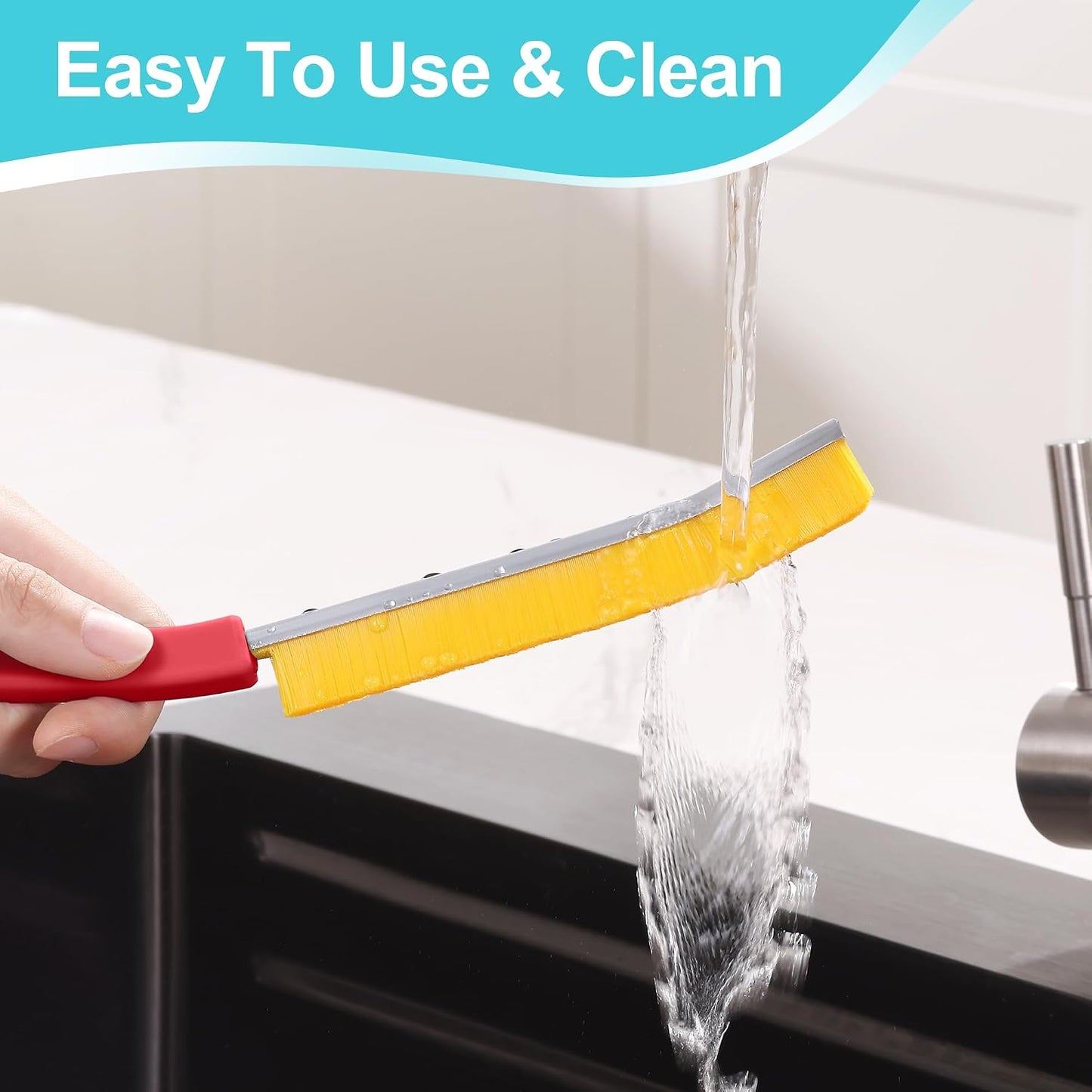JOYMOOP 4 Pack Crevice Cleaning Brush, Hard Bristle Grout Brush, House Cleaning Supplies, Magnetic Gap Cleaning Brush for Kitchen, Bathroom, Window, Toilet, Multifunctional Cleaning Tools-4 Colors
