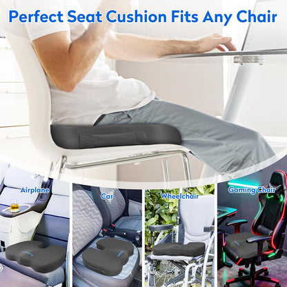 CushZone Seat Cushion Memory Foam Chair Pad for Office & Car, Black
