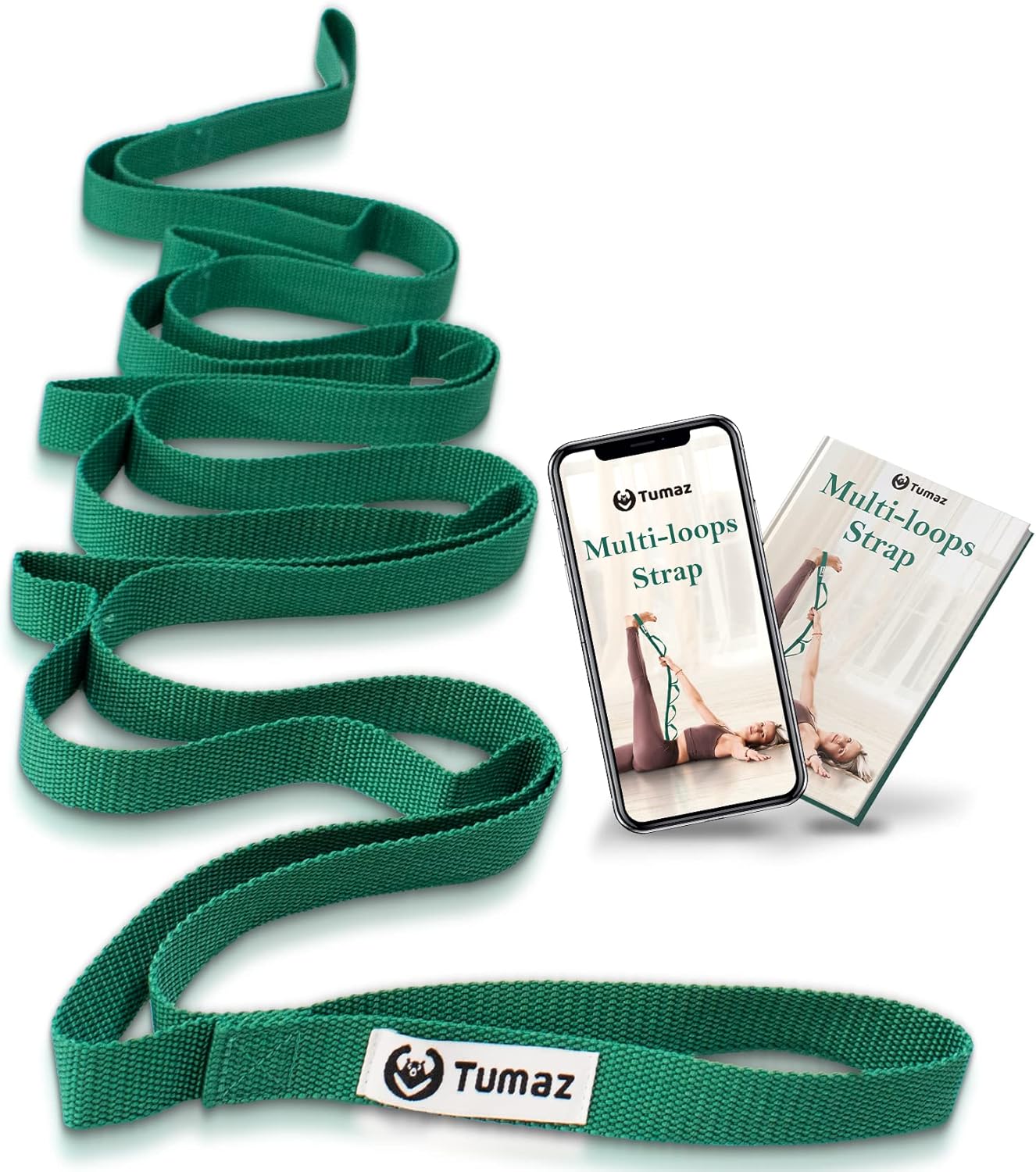 Stretching Strap, 10-Loop Non-Elastic Yoga Strap | Designed for stretching, yoga, Pilates and rehab with 10 loops, durable webbing and a longer 79-inch design